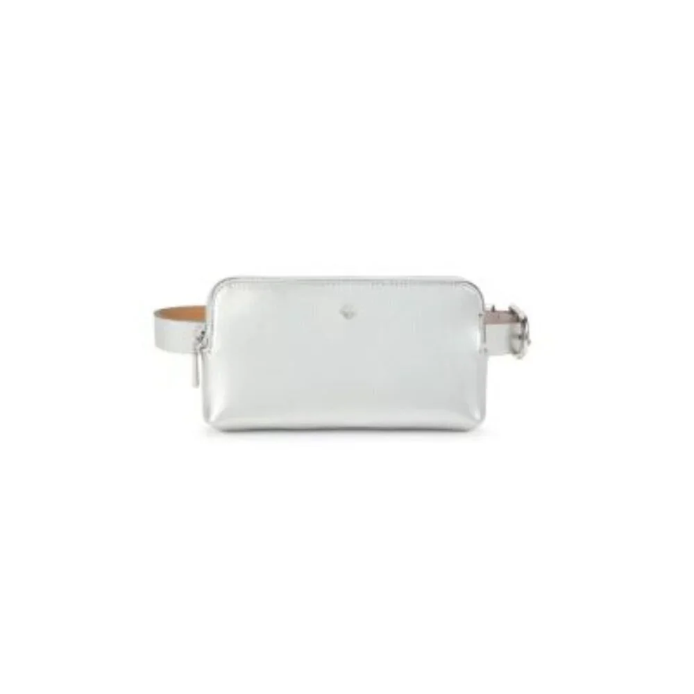 Kate Spade New York Metallic Leather Belt Bag Waist Pack Silver
